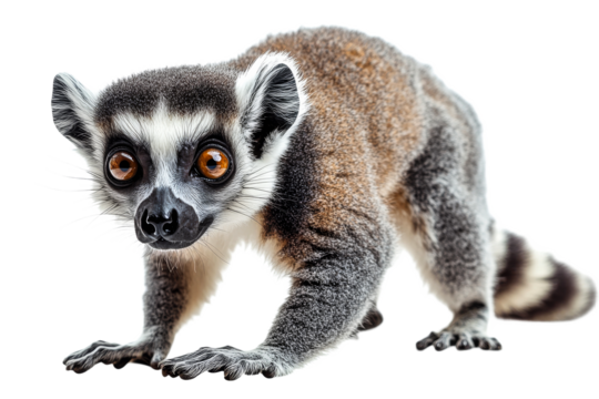 Playful lemur exploring its surroundings