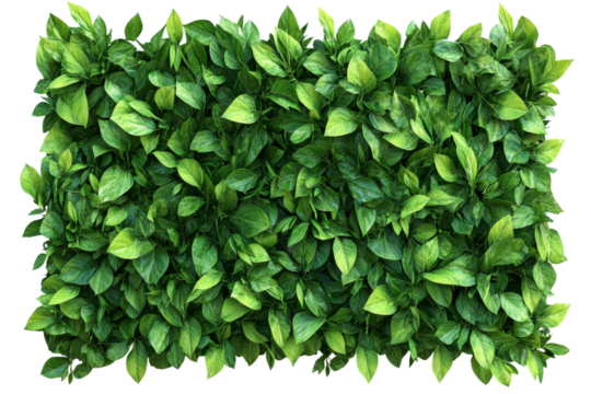 Lush green foliage arranged in a rectangular layout