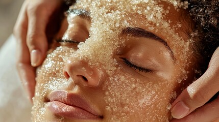 Naklejka premium Photorealistic image of a person getting a body scrub at a spa