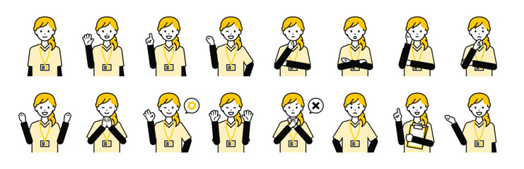 上半身のポーズセット_シンプルなナースの女性