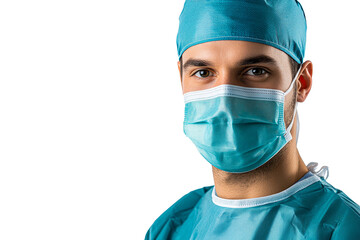 Medical worker in scrubs and mask in procedure
