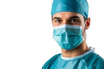 Medical worker in scrubs and mask in procedure