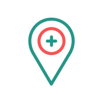 A location pin icon with smooth animation in green and red, marking a location