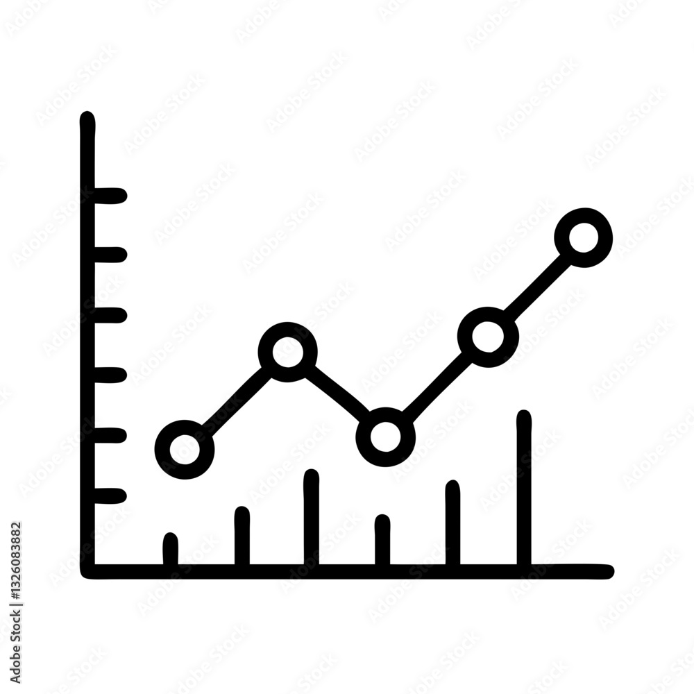 Poster data graph icon representing growth, minimalist style on clear background