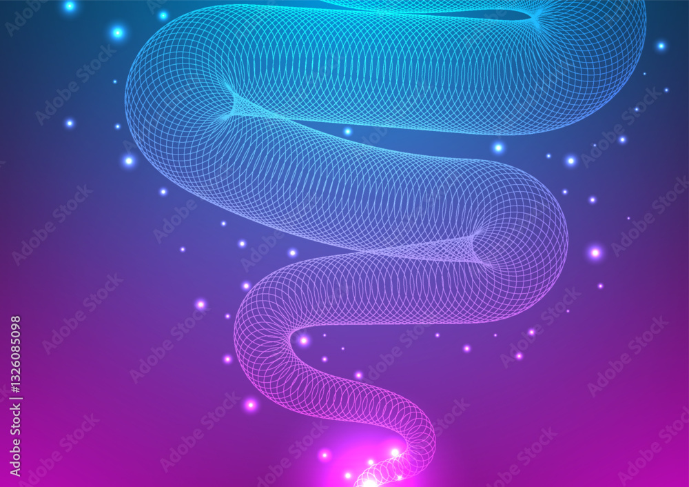 Poster digital technology wavy background. abstract wireframe light concept. design for futuristic fluid cu