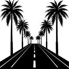 palm trees on the road
