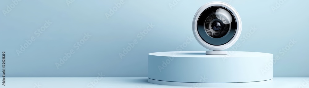 Poster modern ai security system concept showcase on minimalist 3d stage with podium display