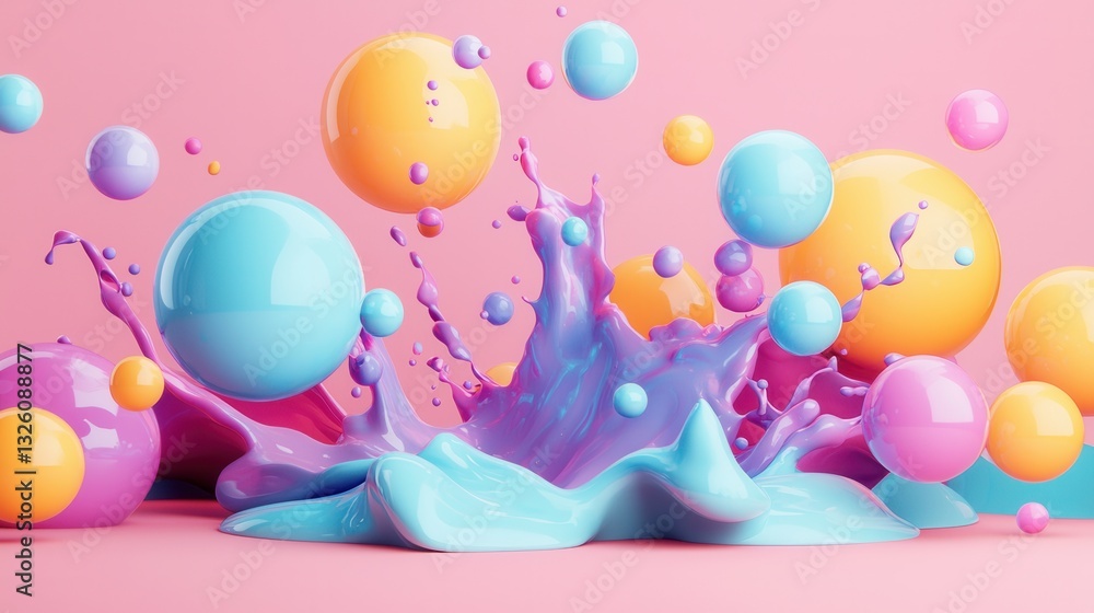 Poster a visually striking and imaginative digital render featuring a surreal abstract composition of dynam