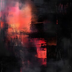 Fototapeta premium Abstract Texture: A vivid, abstract painting dominated by dynamic brushstrokes. A dance of colors, dark tones blend with bold crimson and soft pink hues. 