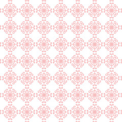 This seamless pastel pink ornament features a repetitive floral motif with smooth, swirling lines. The white backdrop enhances its graceful and vintage aesthetic, ideal for elegant designs.

