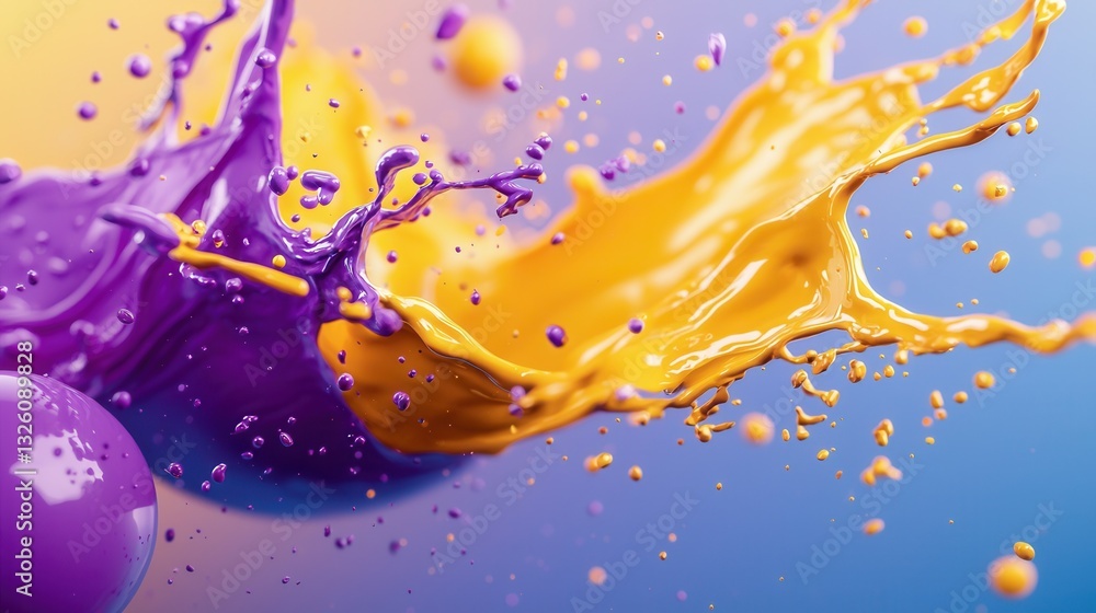 Poster captivating abstract image featuring a dynamic and vivid explosion of colorful liquid splashing and 