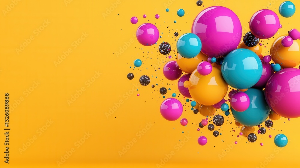 Aufkleber a visually striking abstract digital artwork featuring a dynamic arrangement of glossy multicolored 