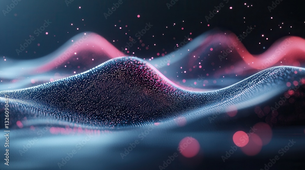 Poster captivating abstract background featuring a dynamic futuristic landscape of glowing digital particle