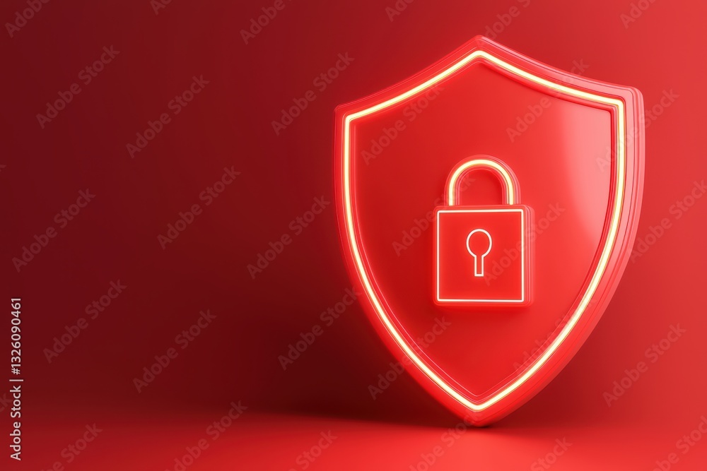 Aufkleber 3d rendered shield with lock symbol representing data protection concept in modern design