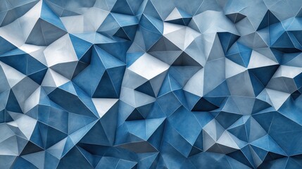 Fototapeta premium Abstract low-poly geometric surface with blue and white polygonal facets
