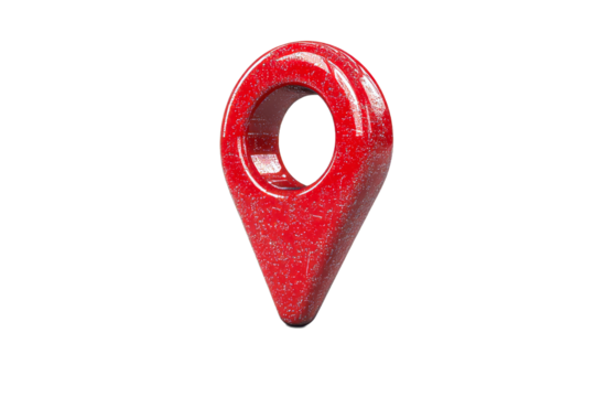 Red location pin with transparent background for design use