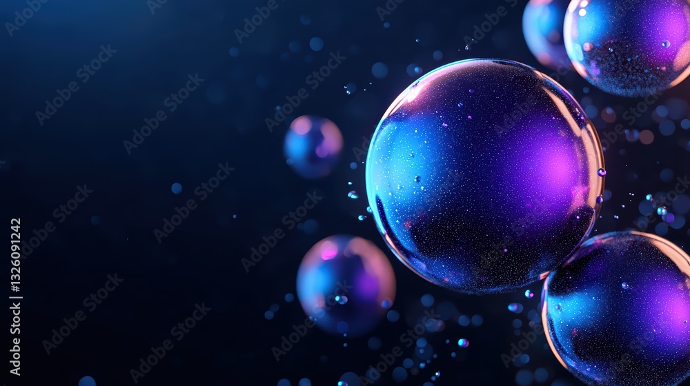 Aufkleber enchanted fantasy world with colorful bubbles connected by a magical network of iot elements