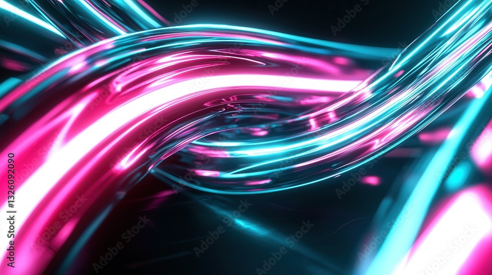 Aufkleber a dynamic mesmerizing abstract composition featuring vibrant swirls of neon pink and teal energy cre