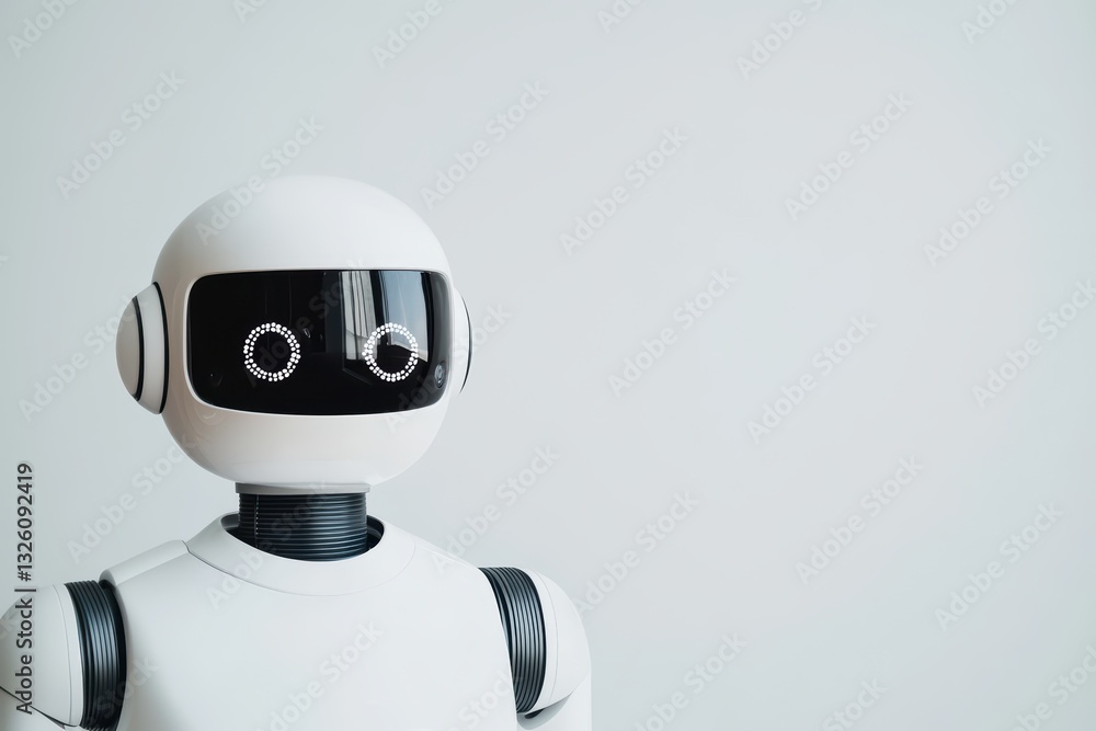 Aufkleber future concepts of human resources management with a robot assistant in a modern setting