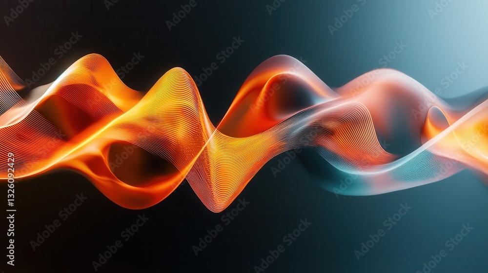 Poster captivating abstract composition with vibrant dynamic neon waves and luminous glowing energy effects