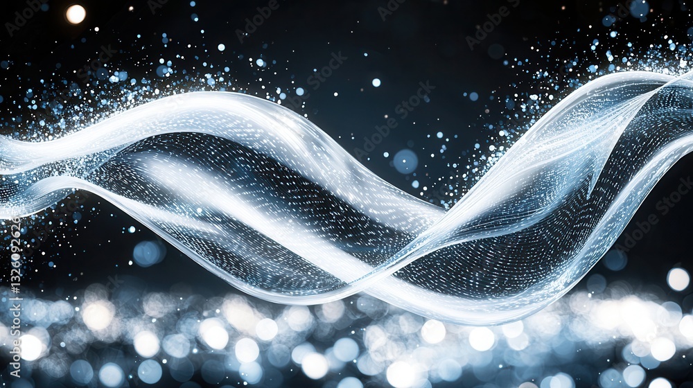 Aufkleber mesmerizing abstract waves of glowing blue technological energy pulsing and undulating across a dark
