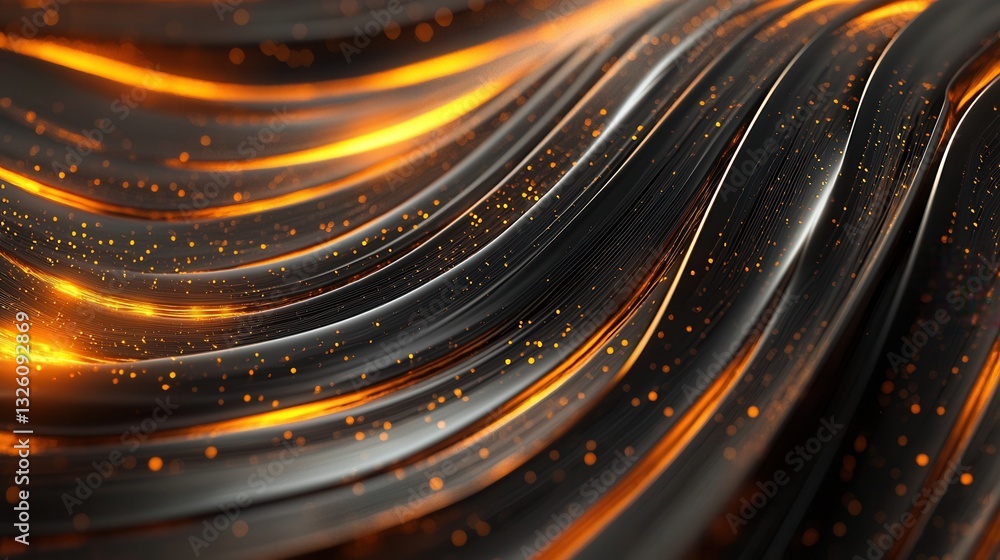 Poster mesmerizing abstract composition featuring dynamic glowing wave like lines against a dark futuristic