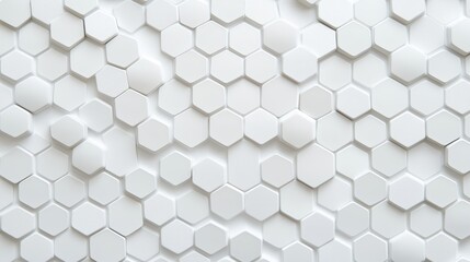 Abstract white honeycomb pattern background, modern 3D geometric hexagon tiles, design for technology, science, and architectural concepts.
