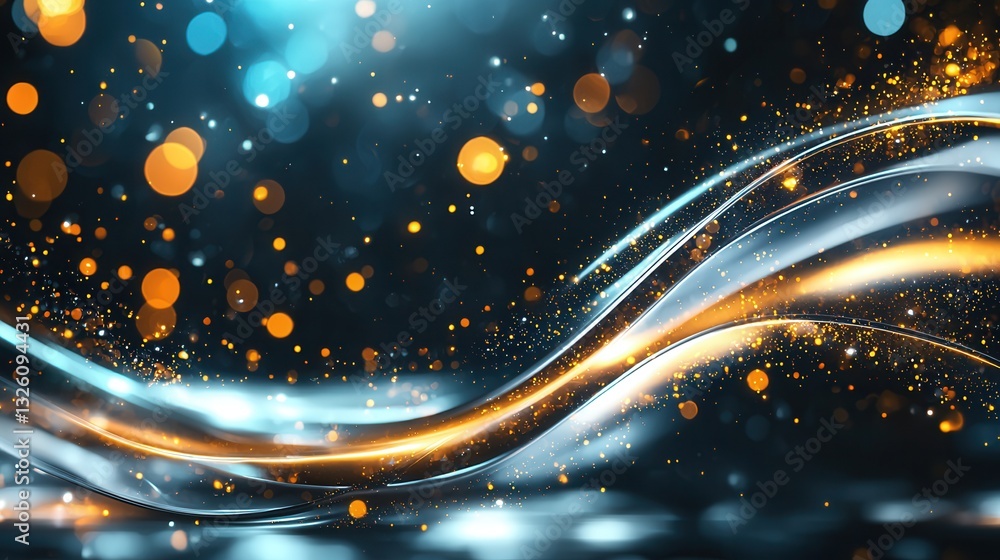 Aufkleber vibrant and dynamic waves of glowing technology crossing a dark atmospheric backdrop with shimmering