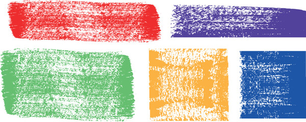 Hand drawn coloring dry brush strokes with noise texture .Hand drawn rectangles and line  shapes. Abstract texture frames for text and highlight. Text boxes, frames set. 