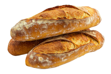 Freshly baked baguettes with a rustic crust