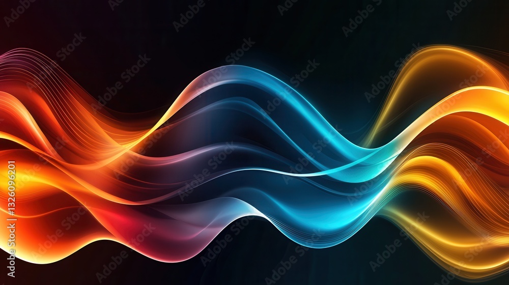 Poster mesmerizing neon wave patterns undulate and flow creating a futuristic and visually captivating digi