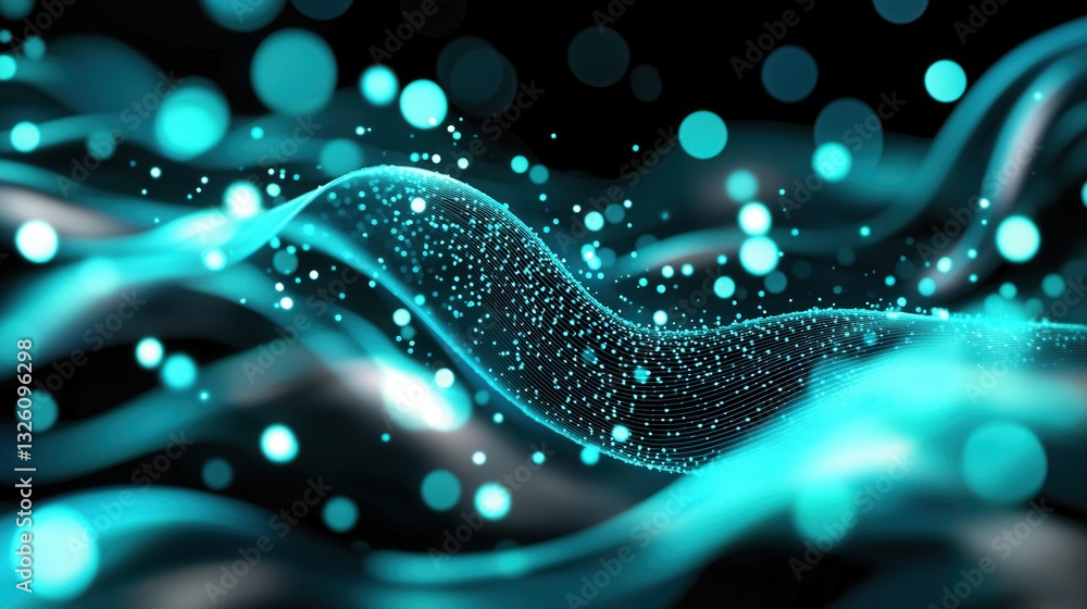 Aufkleber vibrant and dynamic digital data stream visualized as a mesmerizing glowing blue wave that flows and