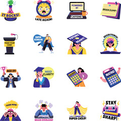 Fototapeta premium Collection of Flat Style School Fun Stickers