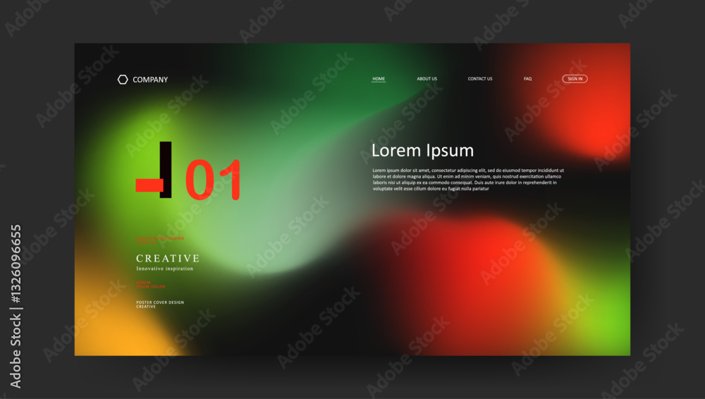 Poster abstract wave futuristic design of landing page. retro gradient fluid website design