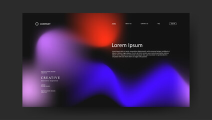 Abstract wave futuristic design of landing page. retro gradient fluid website design	