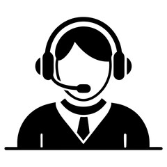 Call centre icon vector male customer service person profile avatar with headset in a glyph pictogram illustration