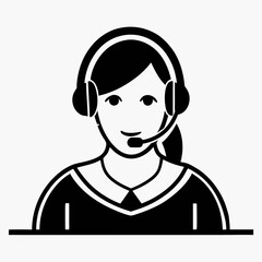 Obraz premium Call centre icon vector male customer service person profile avatar with headset in a glyph pictogram illustration