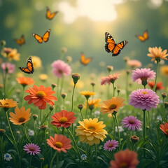 flowers and butterflies