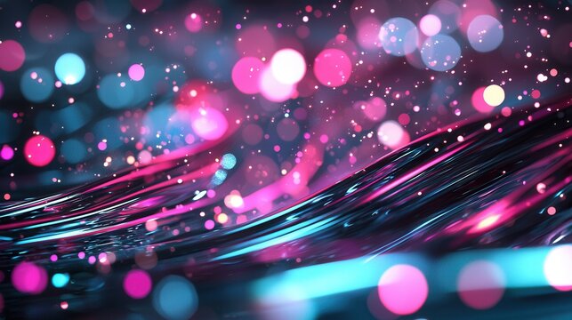 Vibrant and dynamic futuristic abstract background featuring high speed luminous neon lights in a kaleidoscopic ethereal display