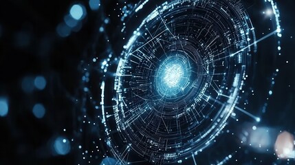 Obraz premium A captivating visionary image depicting a futuristic dark blue grid with intricate network connections hinting at the complexities of modern technology and the future of digital communication