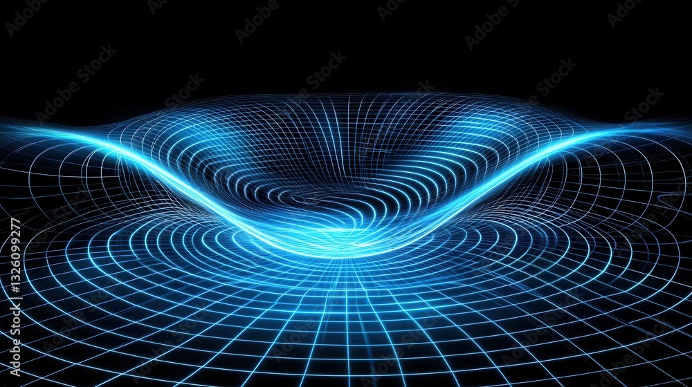 Poster a captivating abstract image depicting a futuristic digital landscape with a complex grid of interco