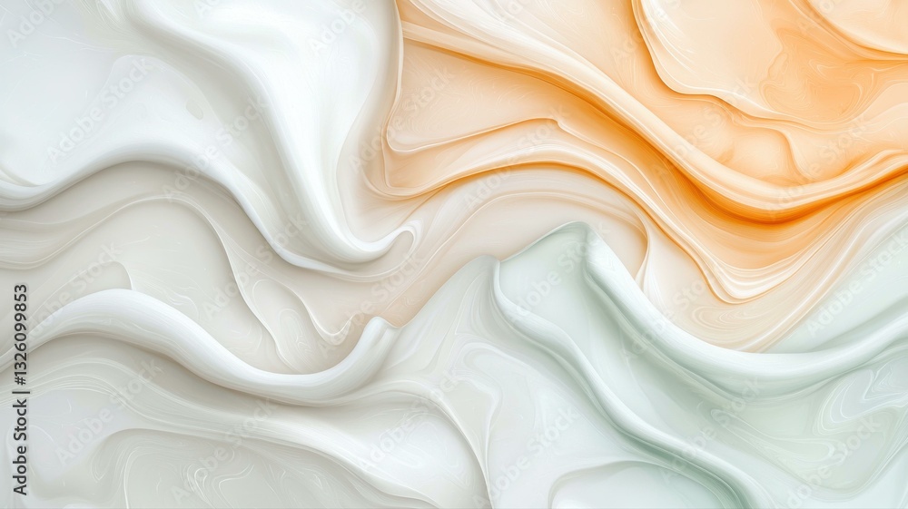 Poster elegant abstract flow with soft orange and white waves, perfect for backgrounds and modern design el