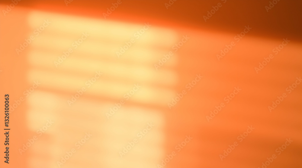 Poster soft, blurred light and shadow patterns on an orange surface, creating a warm, abstract, and minimal