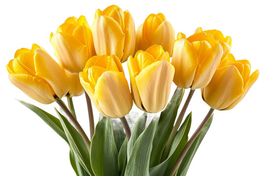 Bright yellow tulips arranged in a beautiful bouquet