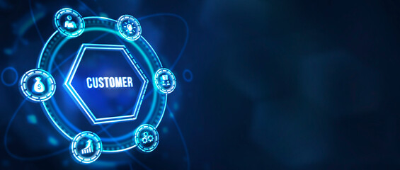 Internet, business, Technology and network concept. Customer service and care, patron protection, customer personalization. 3d illustration