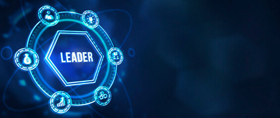 Internet, business, Technology and network concept. Successful team leader. Business leadership concepts. A successful team leader is a manager market leader. 3d illustration