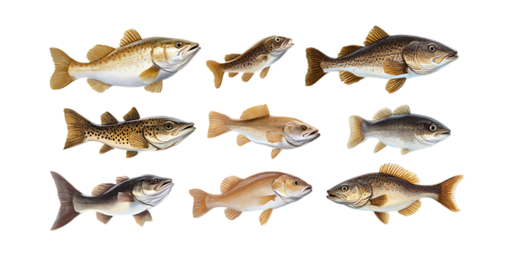 Pack Cod Set Against Transparent Background for Seafood Branding, Culinary Illustrations, or Gourmet Food Packaging