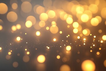 Obraz premium Blurred golden lights floating and shining against a dark background
