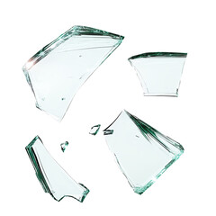 Shattered Glass Pieces Isolated Broken,  on a white and transparent background, PNG.