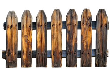 Wooden fence with rustic charm on a transparent background